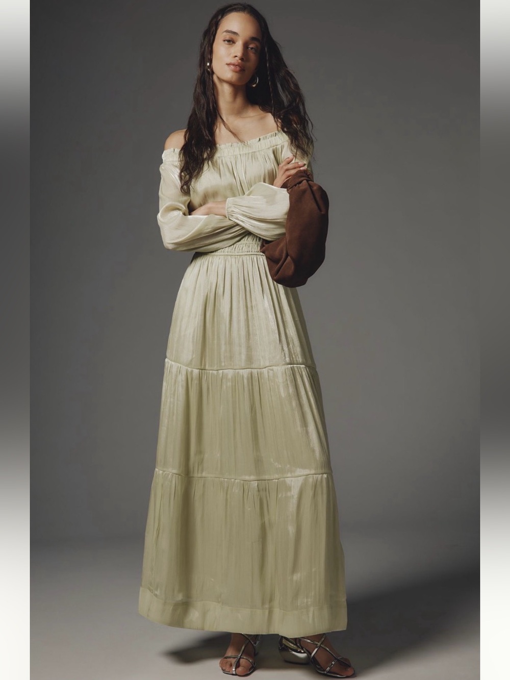 Anthropologie Romantic Somerset Off Shoulder Maxi Dress NWT Small Wedding